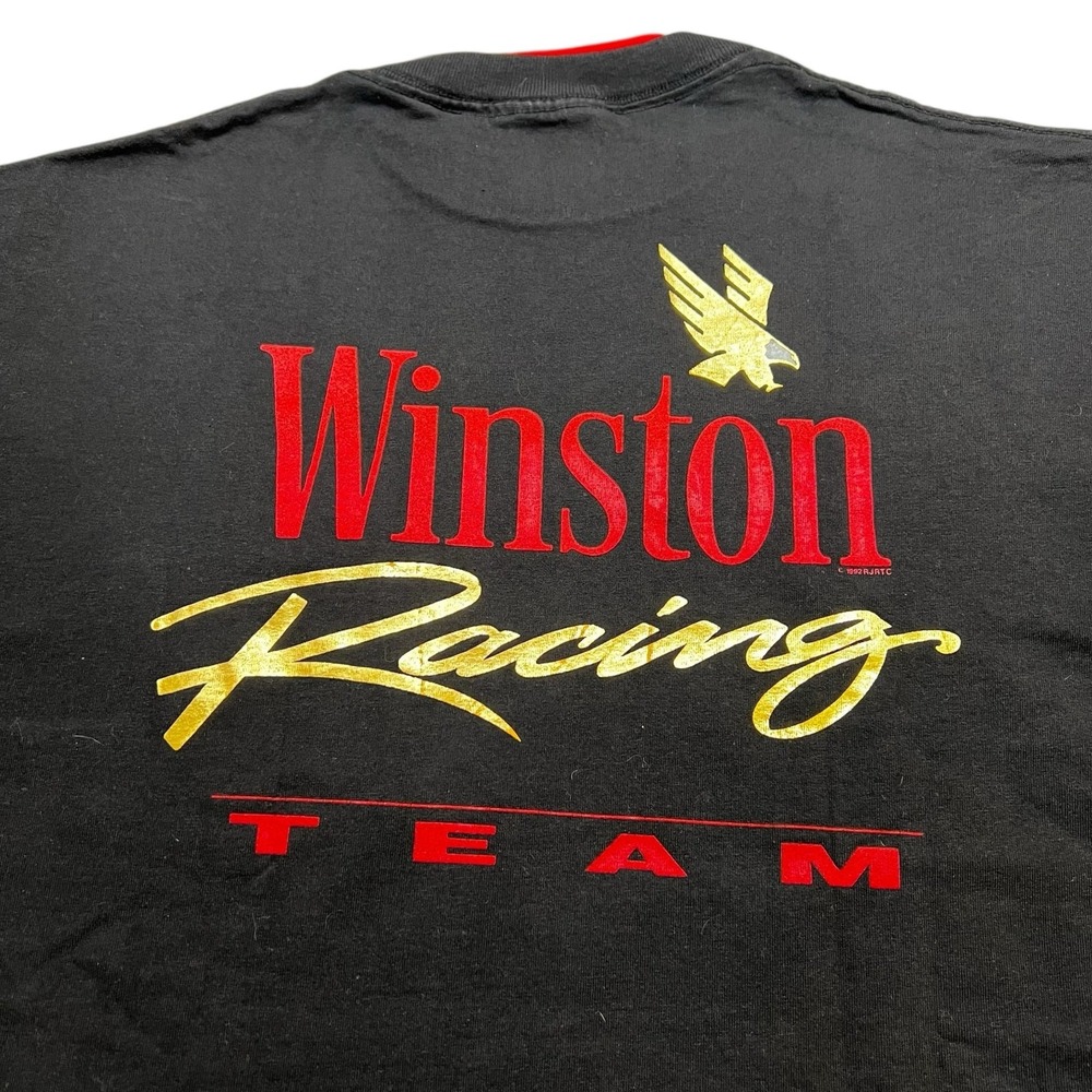 Winston Racing Team T-Shirt Mens XL Black 1992‎ Vintage Single Stitch Pocket Tee